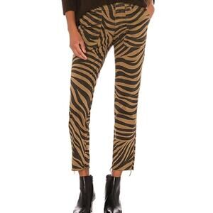Nili Lotan Jenna Pants In Coyote Tiger Print Raw Hem Pockets Sz 0 (V1